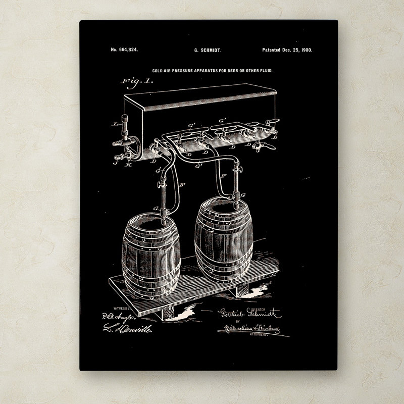 « art of brassing bière brevet », impression sur toile tendue, H 24 po x l 18 po x P 2 po