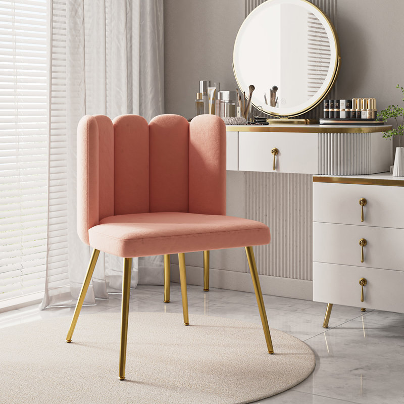 Easthampton Side Chair with Channel Tufting Back, Pink Polyester