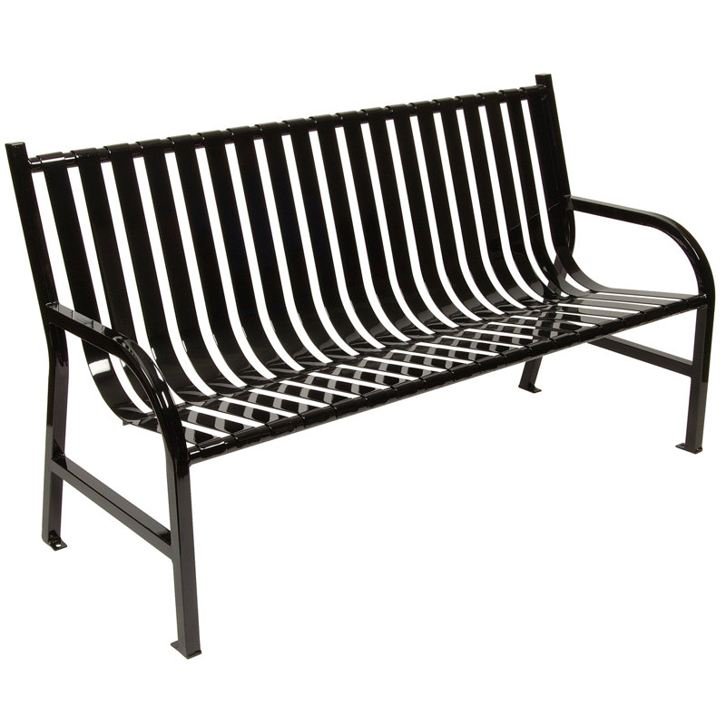 Banc de jardin à lattes en métal, Noir, 4 pi, Non