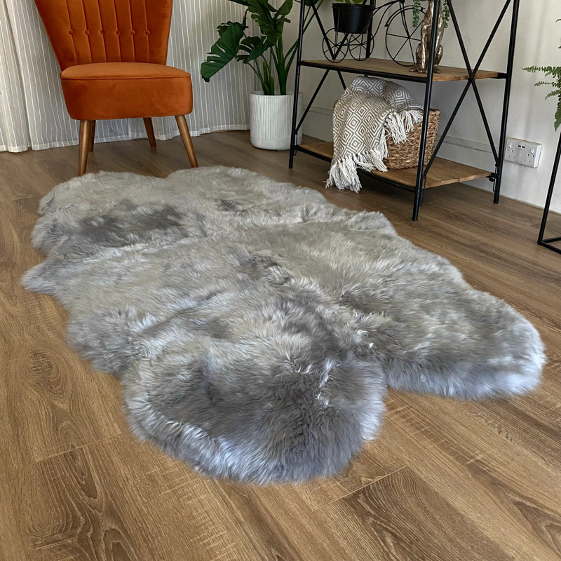 Tapis en peau de mouton Novelty Leam, Nouveauté 4 pi x 6 pi