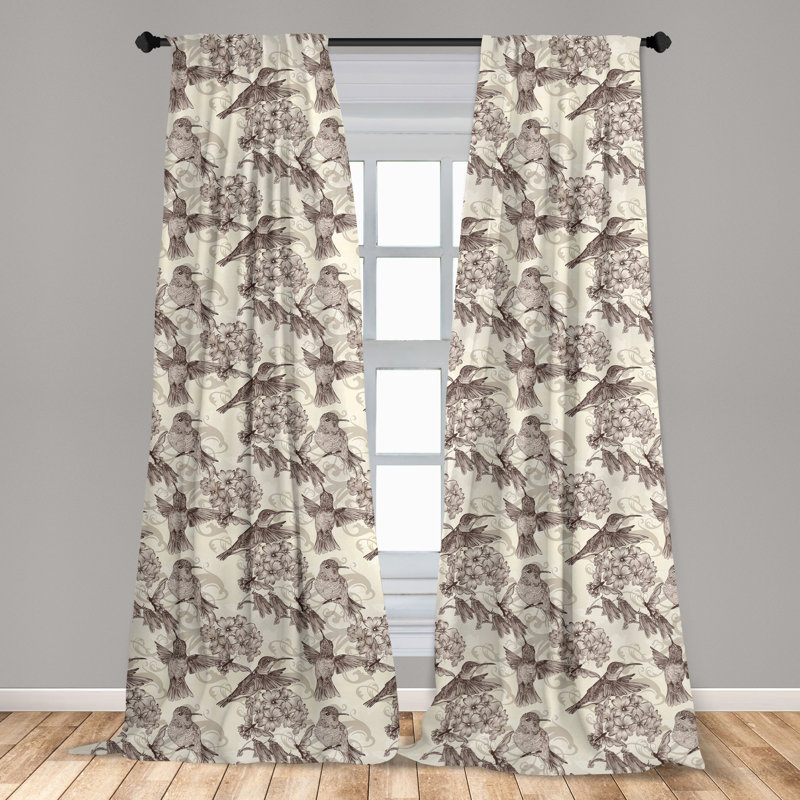 Hummingbirds Semi-Sheer Rod Pocket Curtain Panels, 28" x 95"