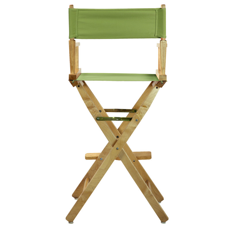 30" Folding Director Chair with Canvas, Natural, Lime Green