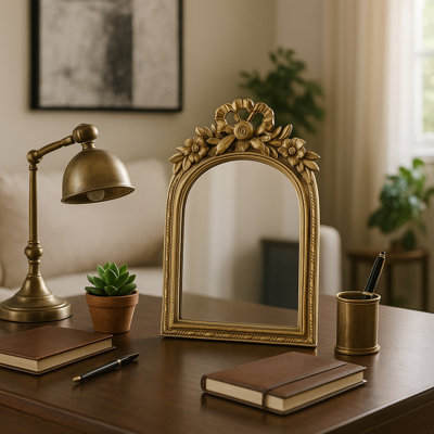 Miroir 5X7 "dans un cadre en arc doré, or