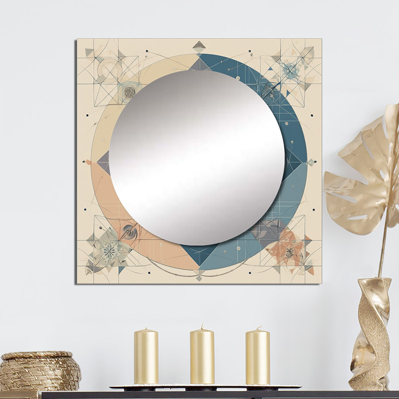 Décoration murale sacrée mystère rétro Alchimie Mandala IV - Miroir géométrique carré moderne pour chambre à coucher