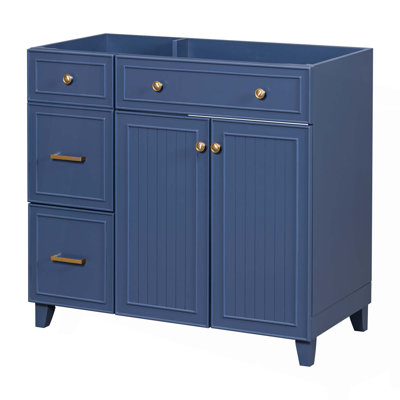 Meuble-lavabo bleu 36 po, lavabo non inclus