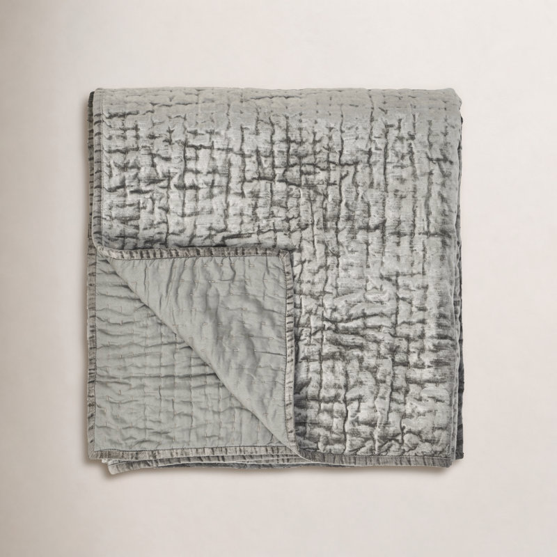 Tasmin Velvet Quilt, King Quilt, Sage Green