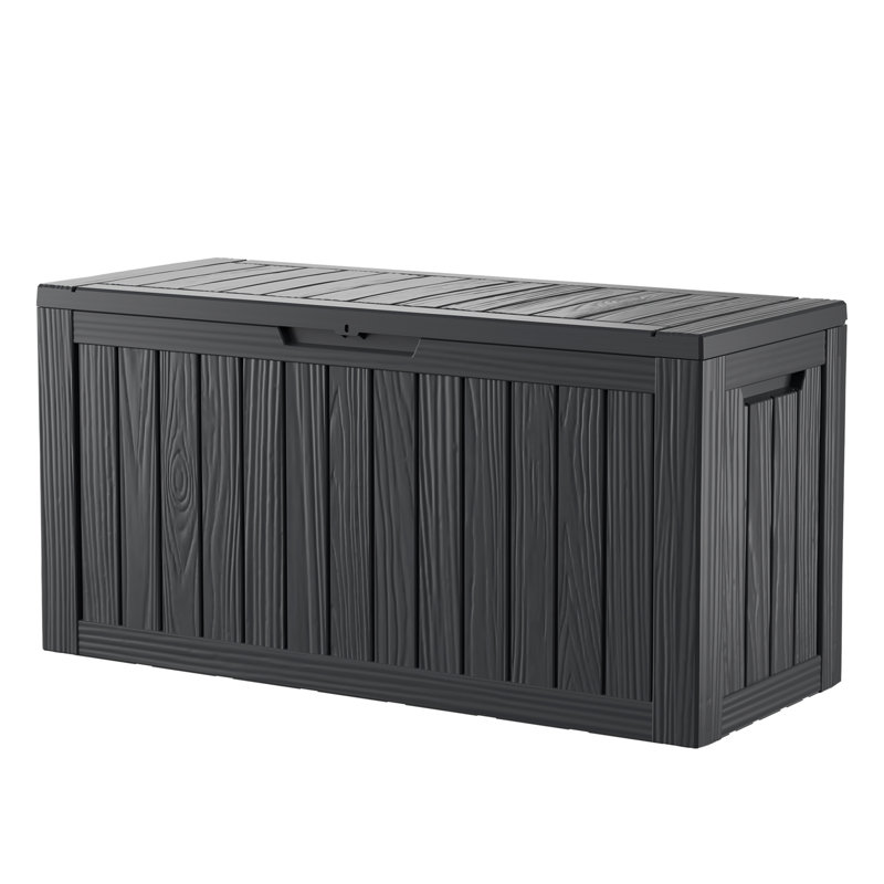Outdoor Storage Deck Box: 80-Gallon Capacity for Camping and Fishing Gear, Black, 24.53" H x 46.26" W x 18.7" D