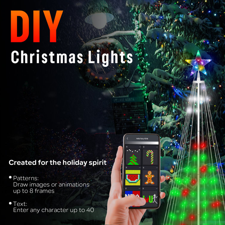  Smart Christmas Tree 6FT 265 Led Light, Prelit DIY Pattern and  Text Outdoor Christmas Cone Tree Light Show, Music Sync RGB Christmas Yard  Lights App Remote Control for Indoor Outdoor Decorations 