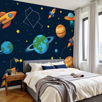 Papier peint adhésif auto-adhésif moderne pour la chambre à coucher Peel and Stick L 144 po x l 100 po