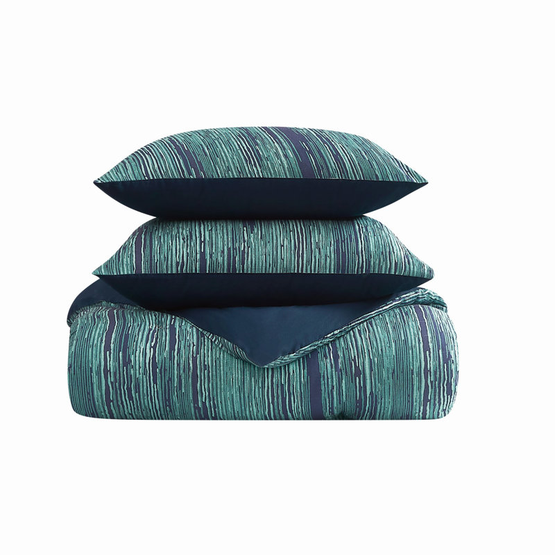 Vince Camuto Linework Stripe Duvet Set, Queen Duvet Cover + 2 Shams, Multi Striped