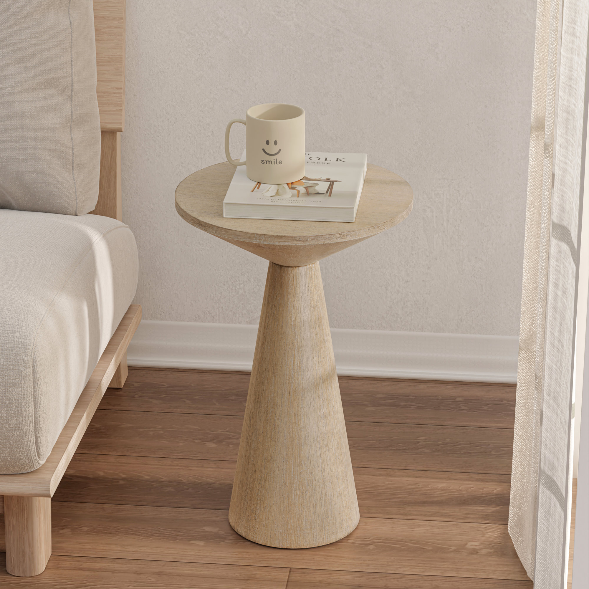 Bozovich Solid Wood End Table, 19.5" H x 13.5" W x 13.5" D, Light Wood