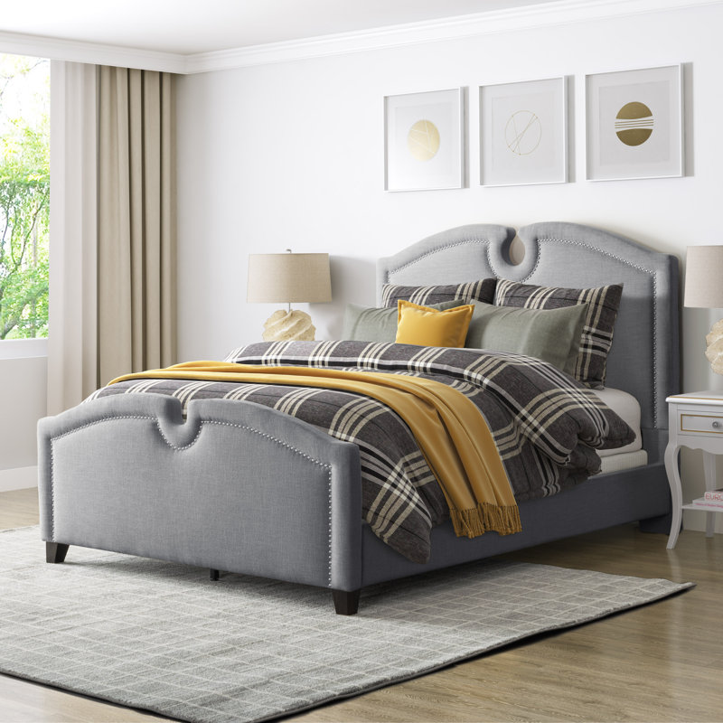 Risdon Upholstered Standard Bed, King, Gray