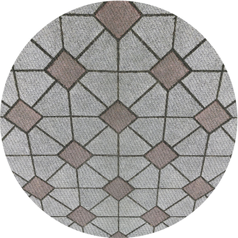 Tapis gris tissé à la machine, Rond 8 pi