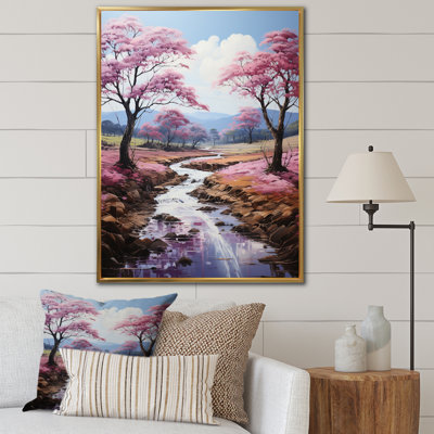 «Bailei Countryside Pink Blossoming Countryside I», reproduction sur toile
