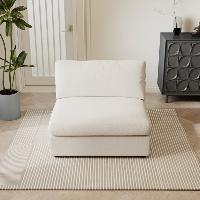 Fauteuil d'appoint modulaire rembourré sans accoudoirs Boucle, Blanc