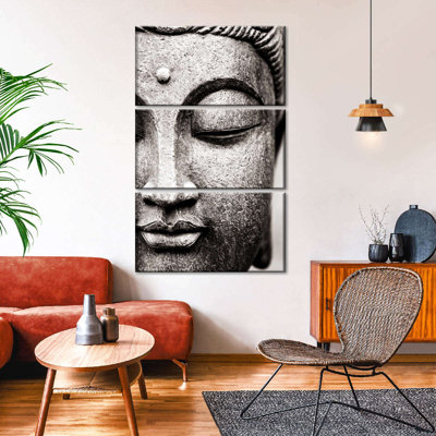 Image de bouddha méditant - 3 pièces sur toile tendue