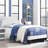 Laura Vinyl Platform Bed with Squared Tapered Legs-87549167-87549154