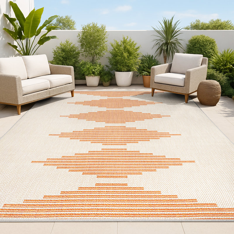Tapis intérieur / extérieur beige / orange Dantrel, Rectangle 4pi x 6 pi