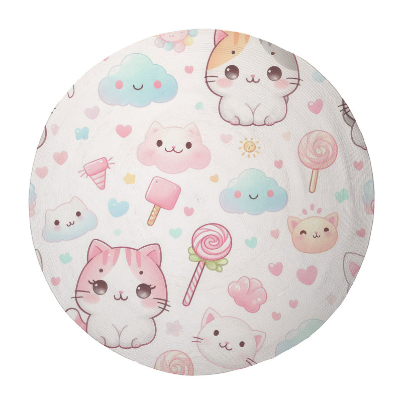 Tapis tressé Whisker Dreams, Rond 5 pi