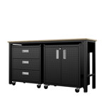 Fortress 72.4" W x 20.5 "D Workbench with Two Mobile Storage Cabinets