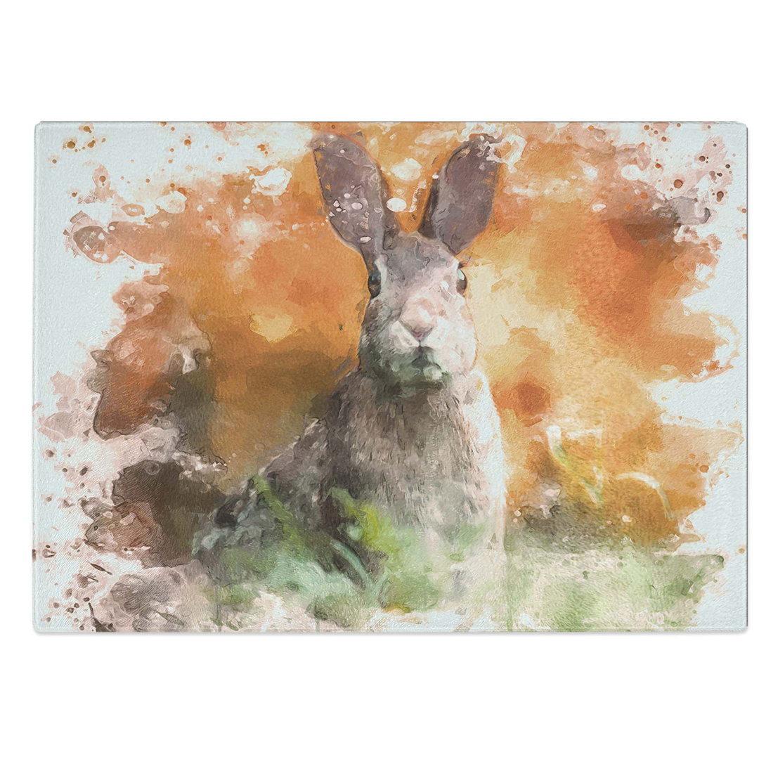 Glass Hare in A Meadow in Abstract Chopping Board