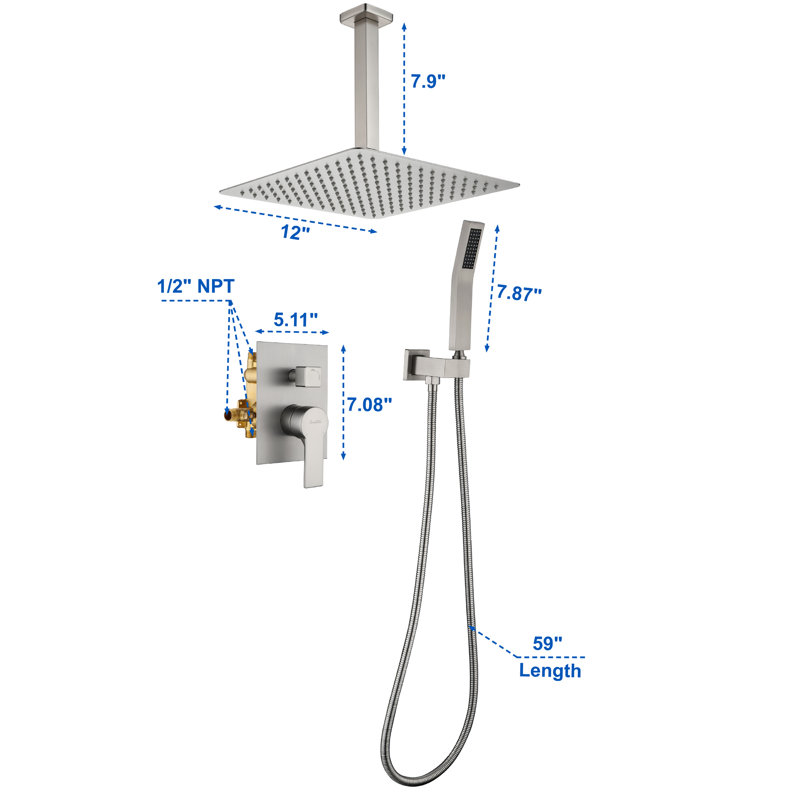 Complete Shower System, Brushed Nickel