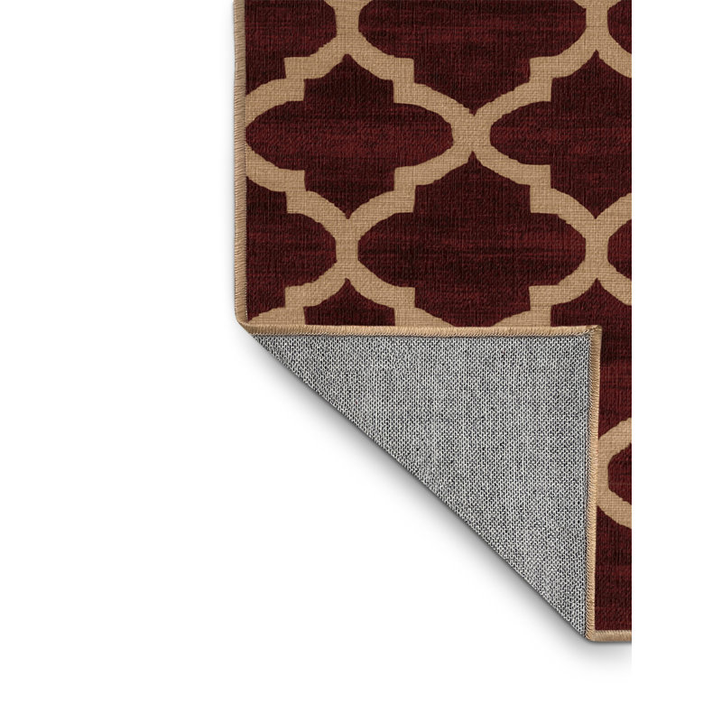 Tapis brun treillis lavable à la machine, Rond 3 pi