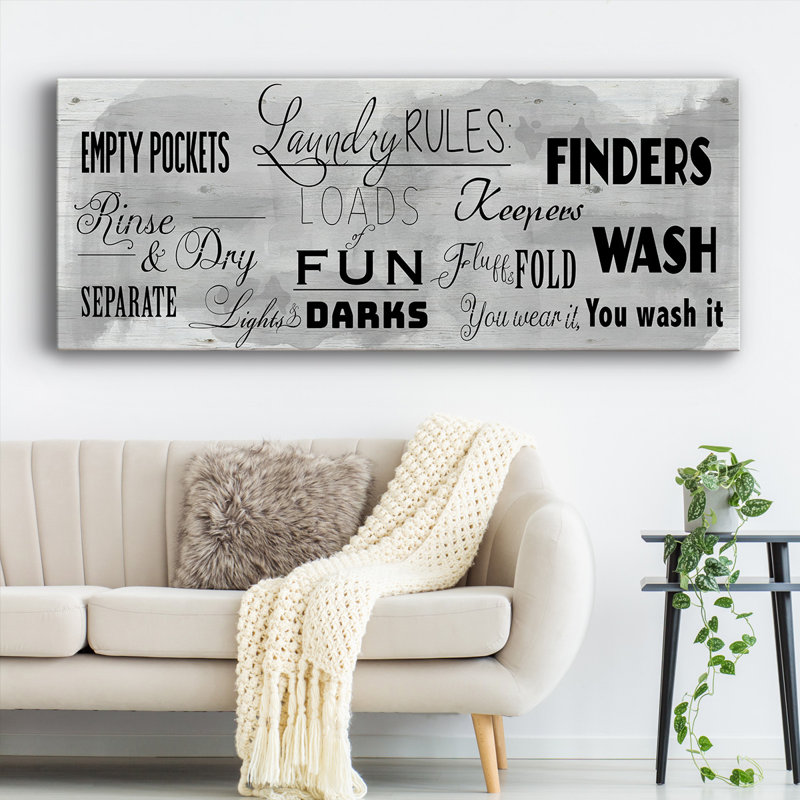 " Laundry Rules ", 24" H x 60" W x 1.5" D
