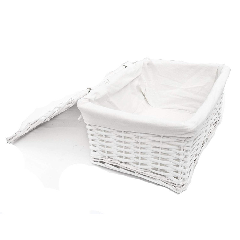 Brambly Cottage Wicker Decorative Basket, 12cm H x 30cm W x 20cm D, White
