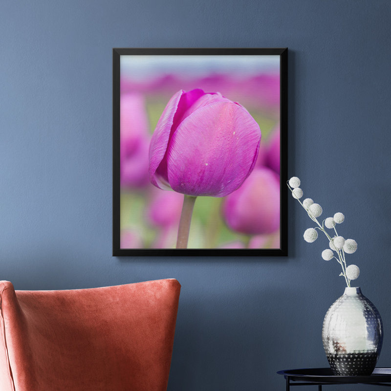 Toile encadrée de qualité supérieure Magenta Stem - prête à être accrochée, H 20 po x l 16 po, Noir