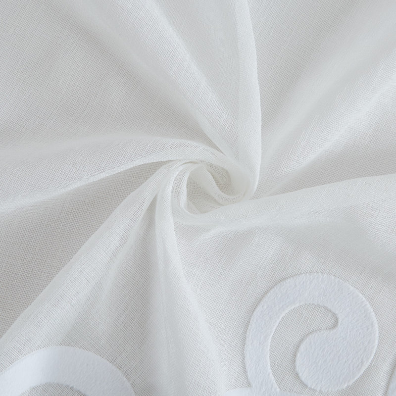 Velvet Applique Window Panels, White, 38" W x 84" L