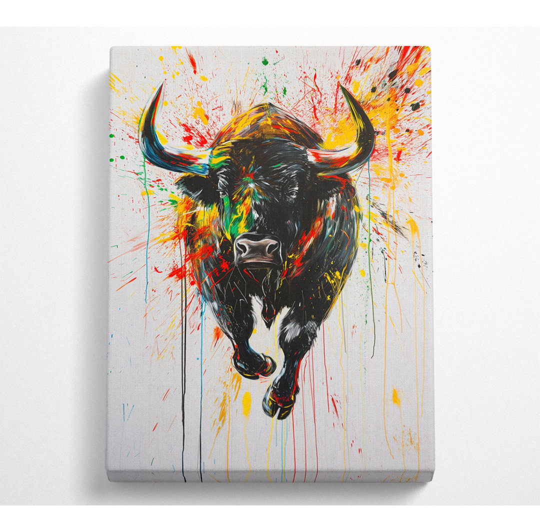 Bull Colour Splash - Kunstdrucke auf Leinwand ohne Rahmen