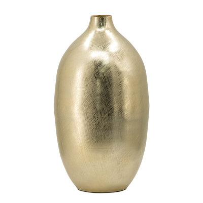 8.5X8.5X18.5" Aluminum Vase, Gold Streaks