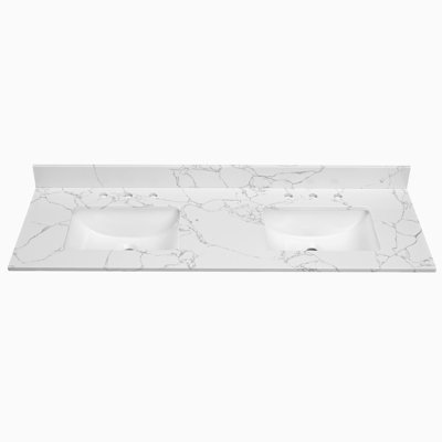 61'' Double Bathroom Vanity Top With Sink – For Vanity Replacement, No Cabinet