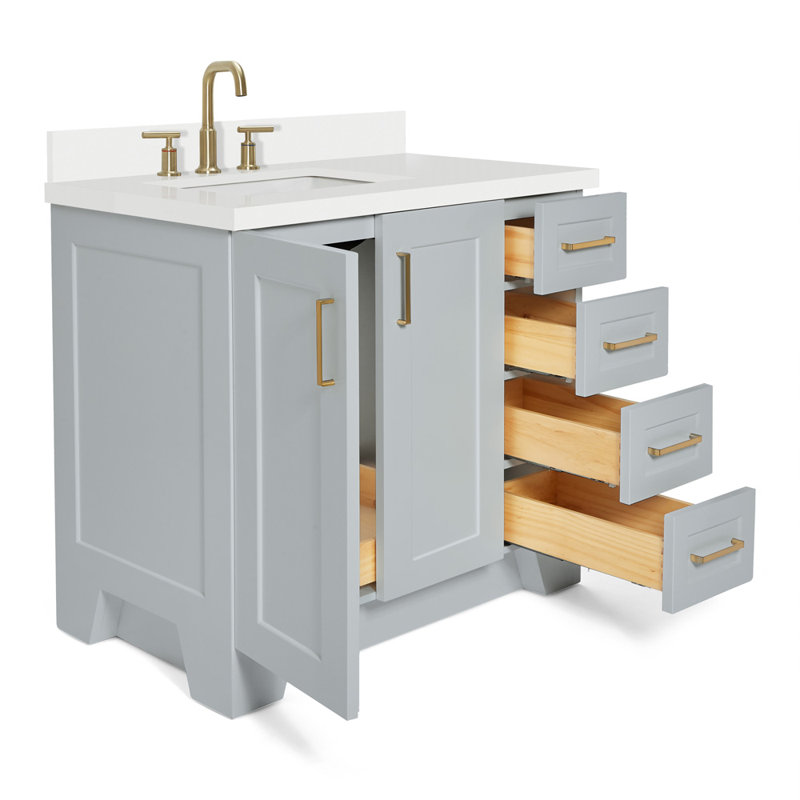 37 IN.  Single Bathroom Vanity, Gray, Left, Rectangular