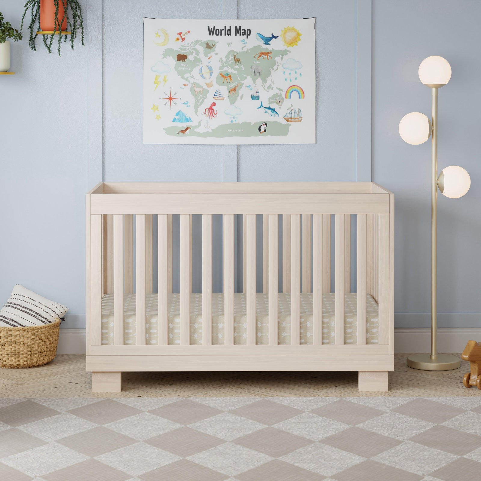 Modo Pine 3-in-1 Convertible Crib, Washed Natural