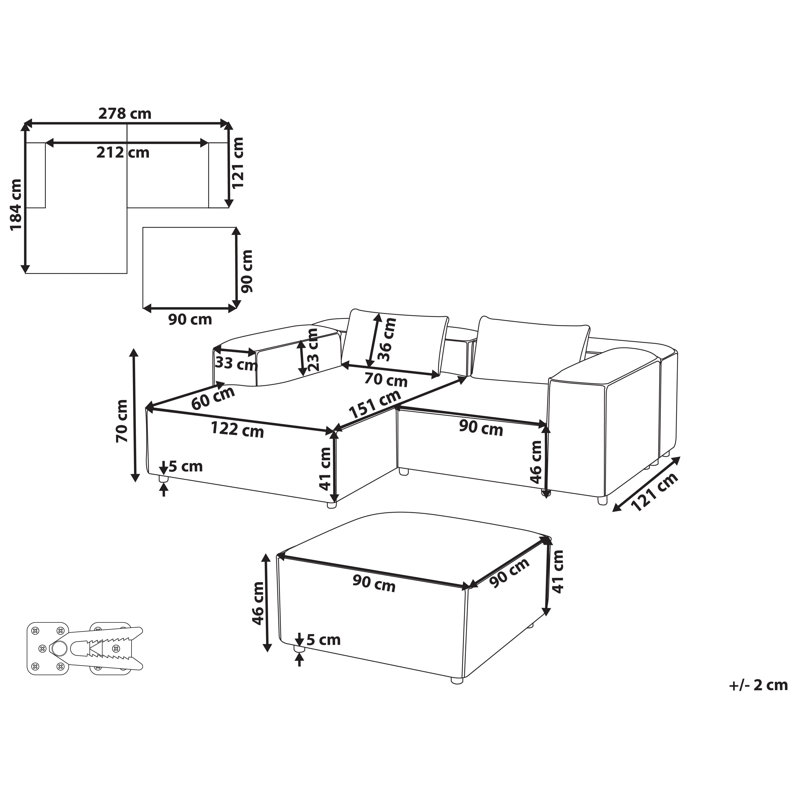 Sudarshan 3 Seater Corner Sofa , Left Hand Facing