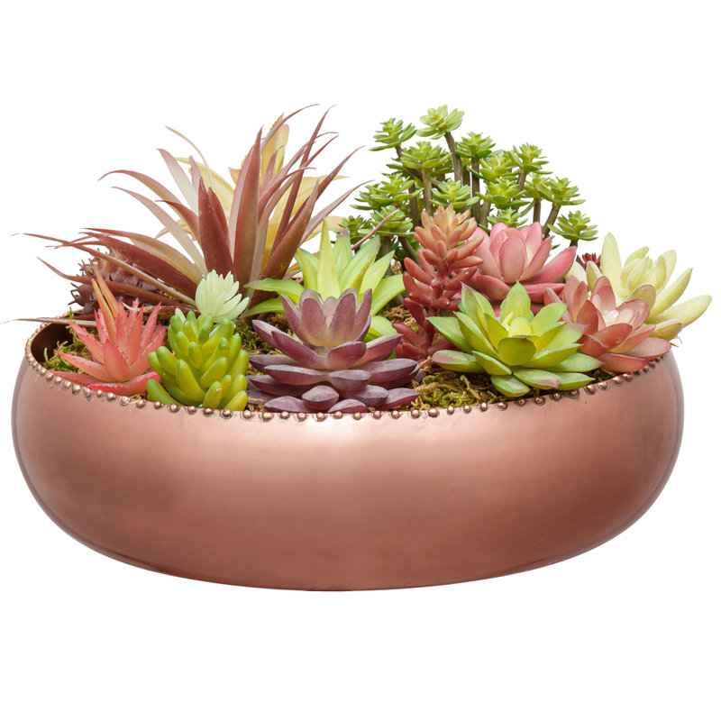 Metal Pot Planter, Copper Tone