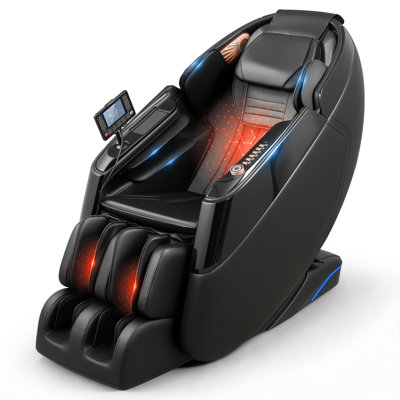 Fauteuil de massage, fauteuil de massage 4D Zero-Gravity avec repose-pieds extensible, modes automatiques, coussins gonflables, chauffage à la taille et aux jambes, haut-parleur Bluetooth, commande à écran tactile, pour la maison et le bureau