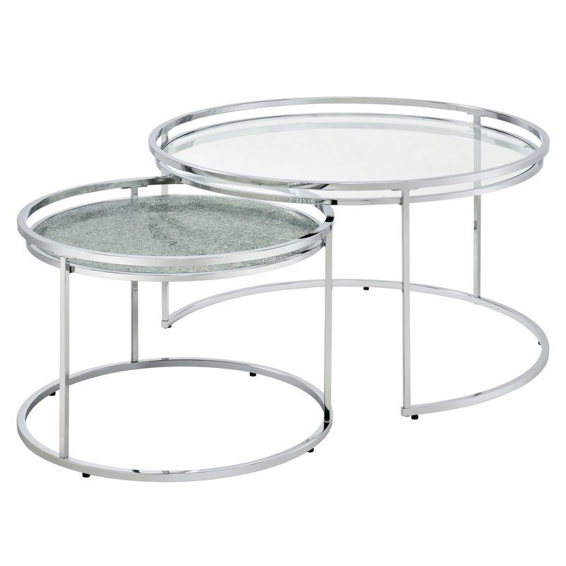 Autley Glass Top Nesting Coffee Table, Clear