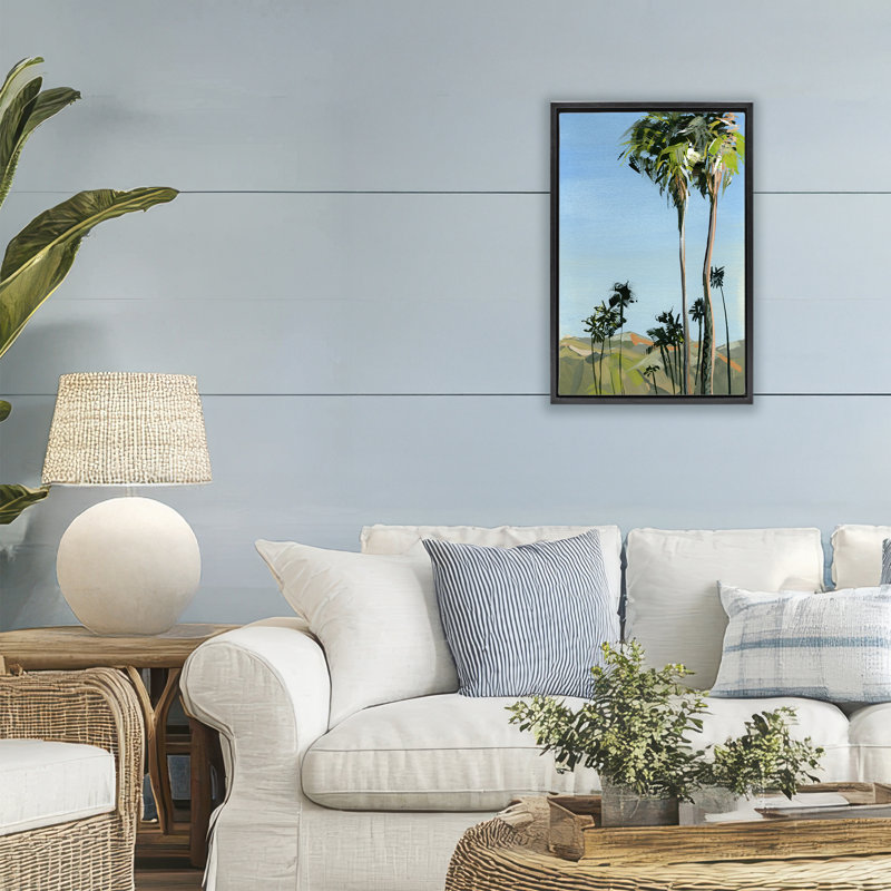 Cadre flottant Scenic Tall LA Palms, design par Brook Page, Cadre flottant noir de jais, H 25 po x l 17 po