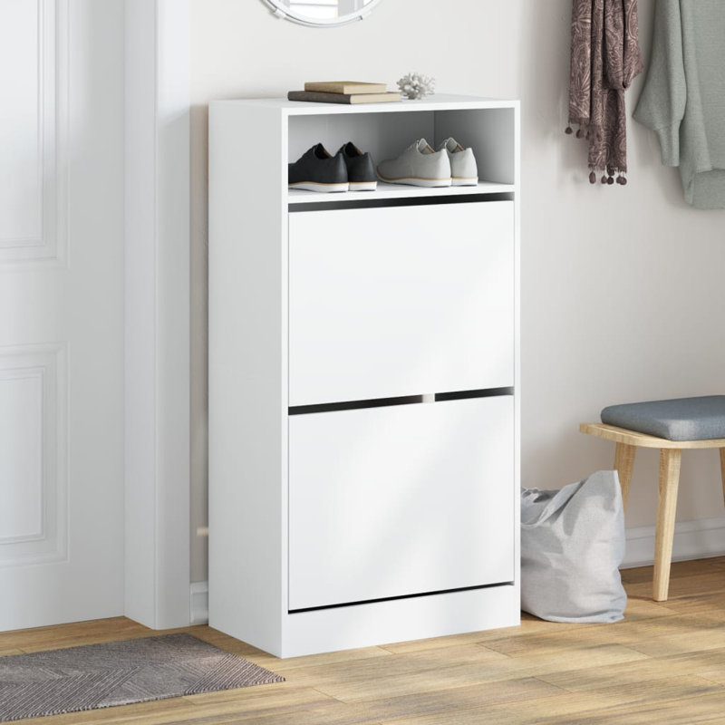 6 Pair Shoe Storage Cabinet, White