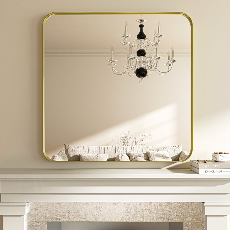 Tahleek Bathroom Aluminum Framed Rectangle Wall Mirror  with High-Definition Shatterproof Glass, Black, 30" x 30"
