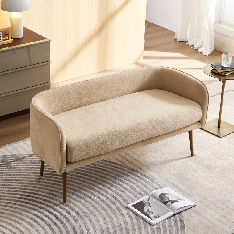 Banc rembourré en tissu pour chambre Dequarius, Beige