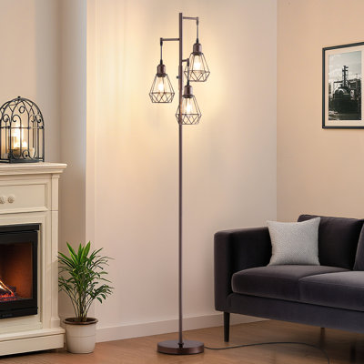 Lampe sur pied à branches 69 "à 3 lumières à intensité variable avec 3 ampoules DEL