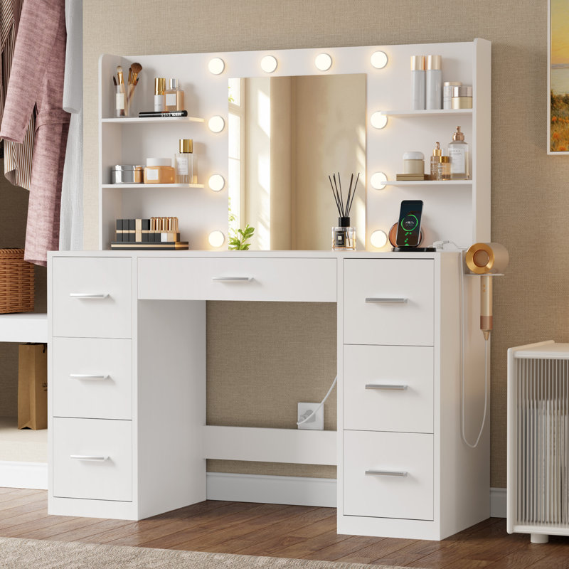 Ragin Makeup Vanity with USB Outlet & Adjustable Lights