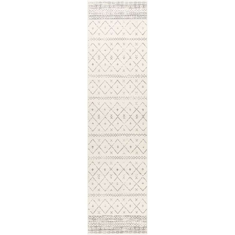 Herrod Machine Woven White/Medium Gray Area Rug