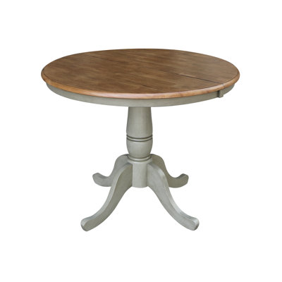 Table de salle à manger avec piédestal et à rallonge en bois massif Ingbert