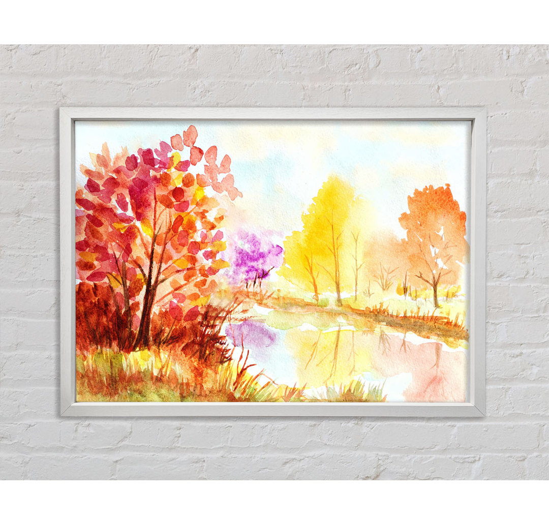 Autumn On The Lake - Einzelbildrahmen Kunstdrucke auf Leinwand