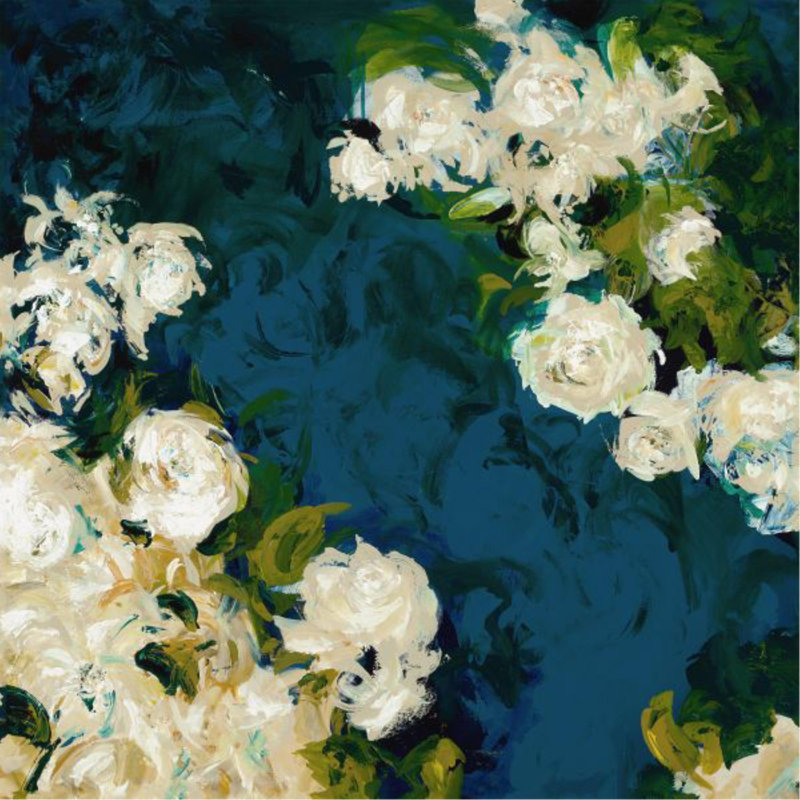 Flowers Fall I Painting by Sara Brown, Plexi, 24" H x 24" W 